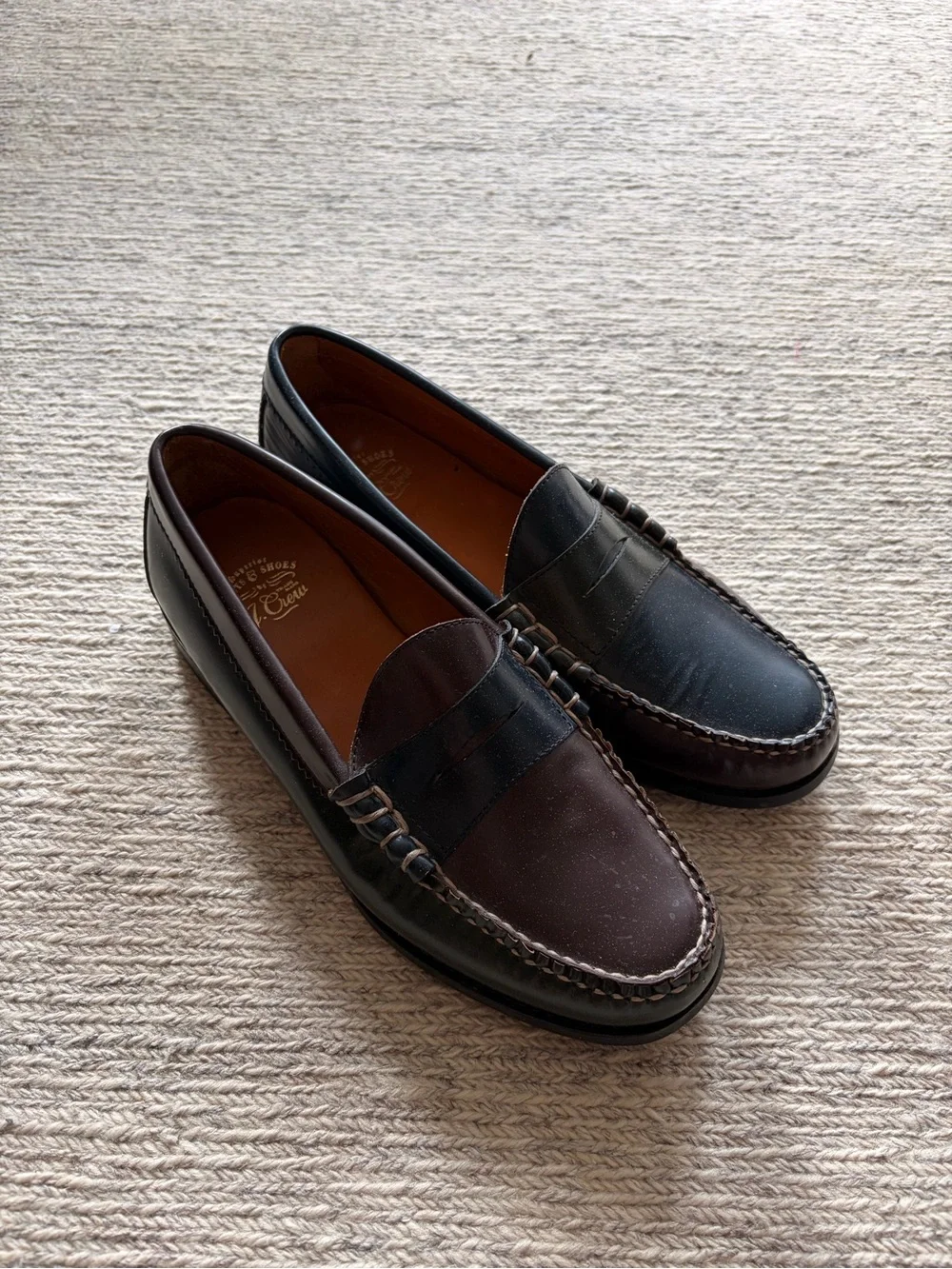 J. Crew Multicolor Leather Penny Loafers - Navy, Brown & Olive
